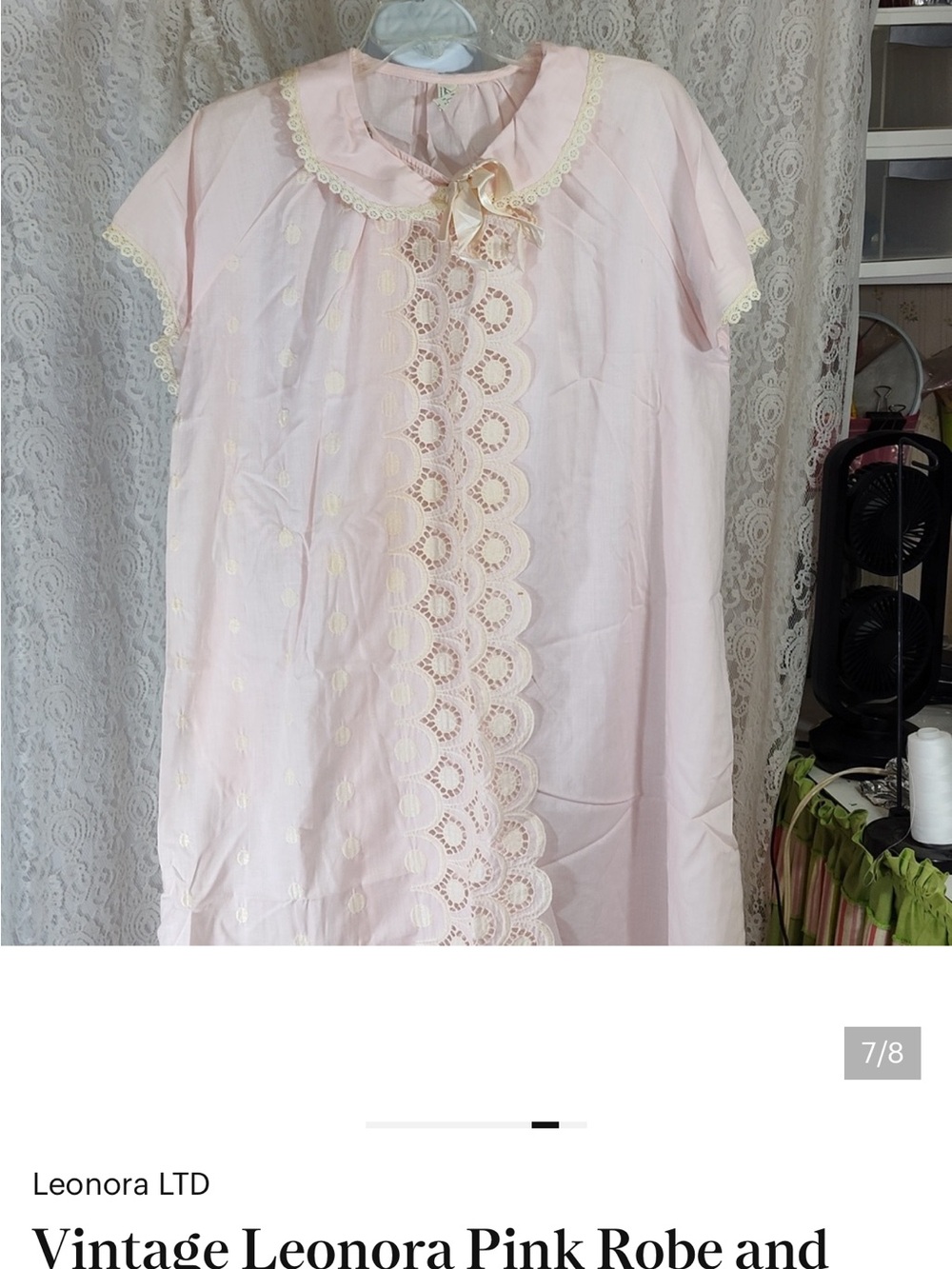 Vintage Leonora Pink Robe and Nightgown Set Pristine Size L. *** Clearan…